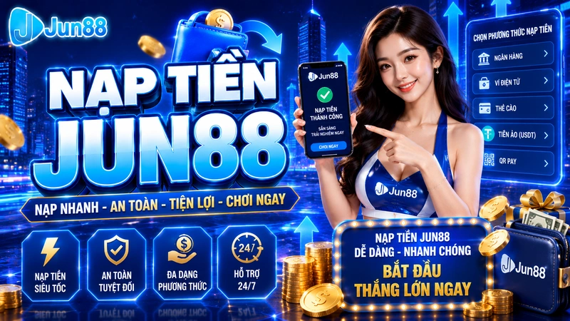 Hướng dẫn nạp tiền Jun88 an toàn, dễ dàng cho người mới 1 Hướng dẫn nạp tiền Jun88 an toàn, dễ dàng cho người mới